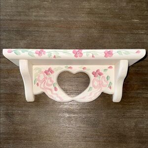 Wooden floral heart shelf decor